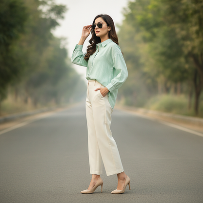 Primark Mint Green Cotton Women's Oversized Shirt