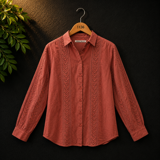 Promod Cotton Embroidered Shirt