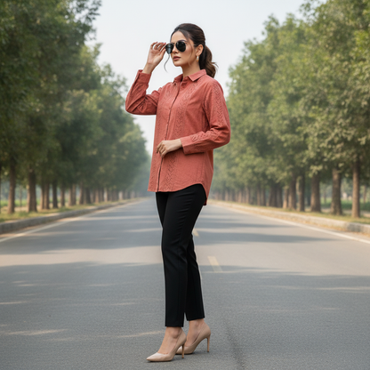 Promod Cotton Embroidered Shirt