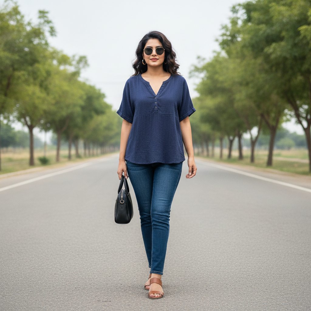Benotti Cotton Navy Top