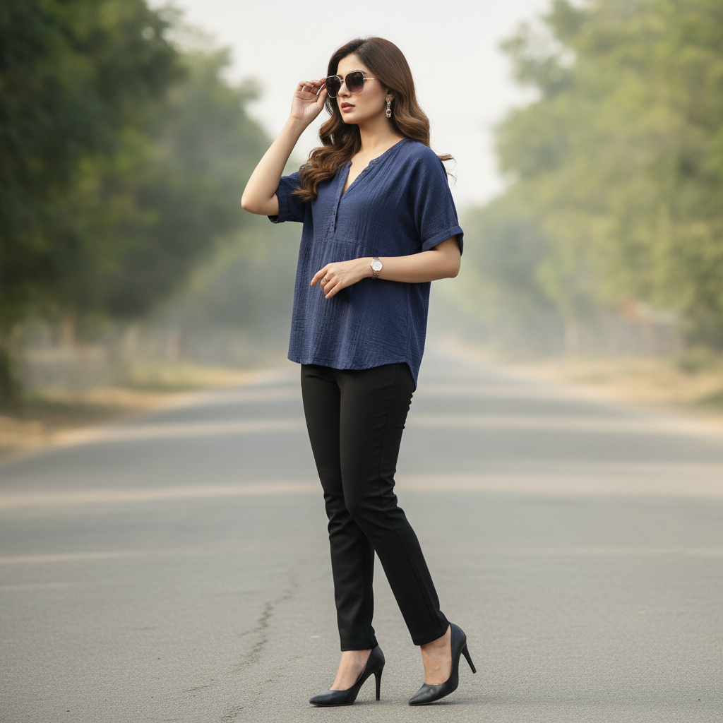 Benotti Cotton Navy Top
