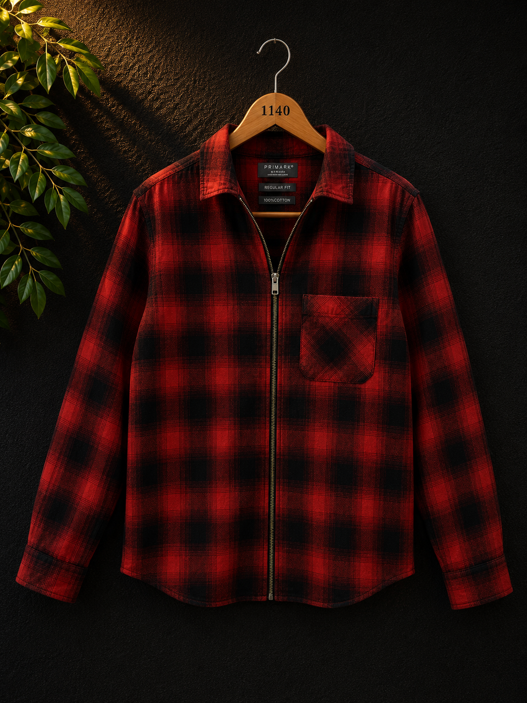 Primark Viscose Zip-Up Checked Shirt