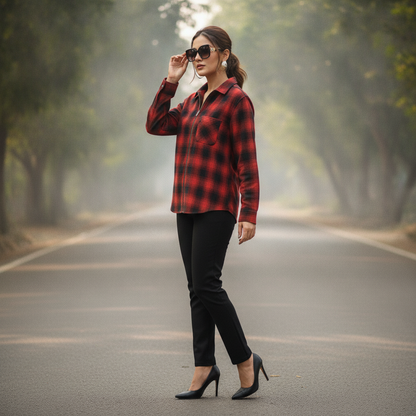 Primark Viscose Zip-Up Checked Shirt