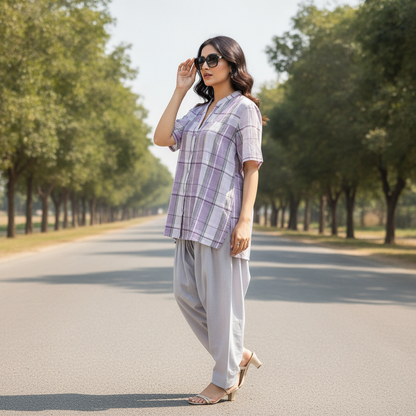 Bonnare Cotton Checked Top