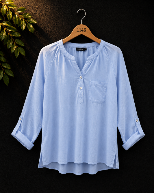 Janina Cotton Sky Blue Top