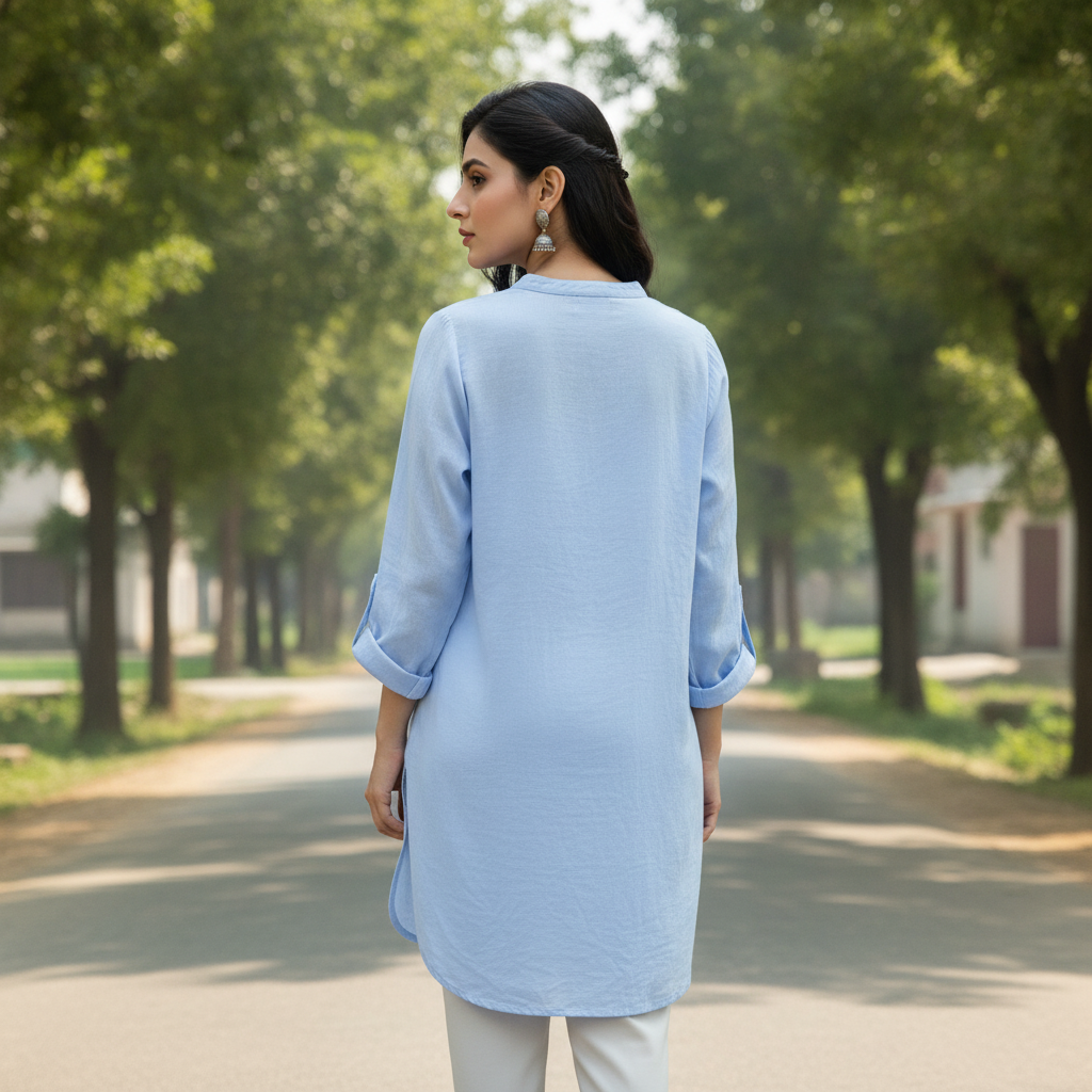 Janina Cotton Sky Blue Top
