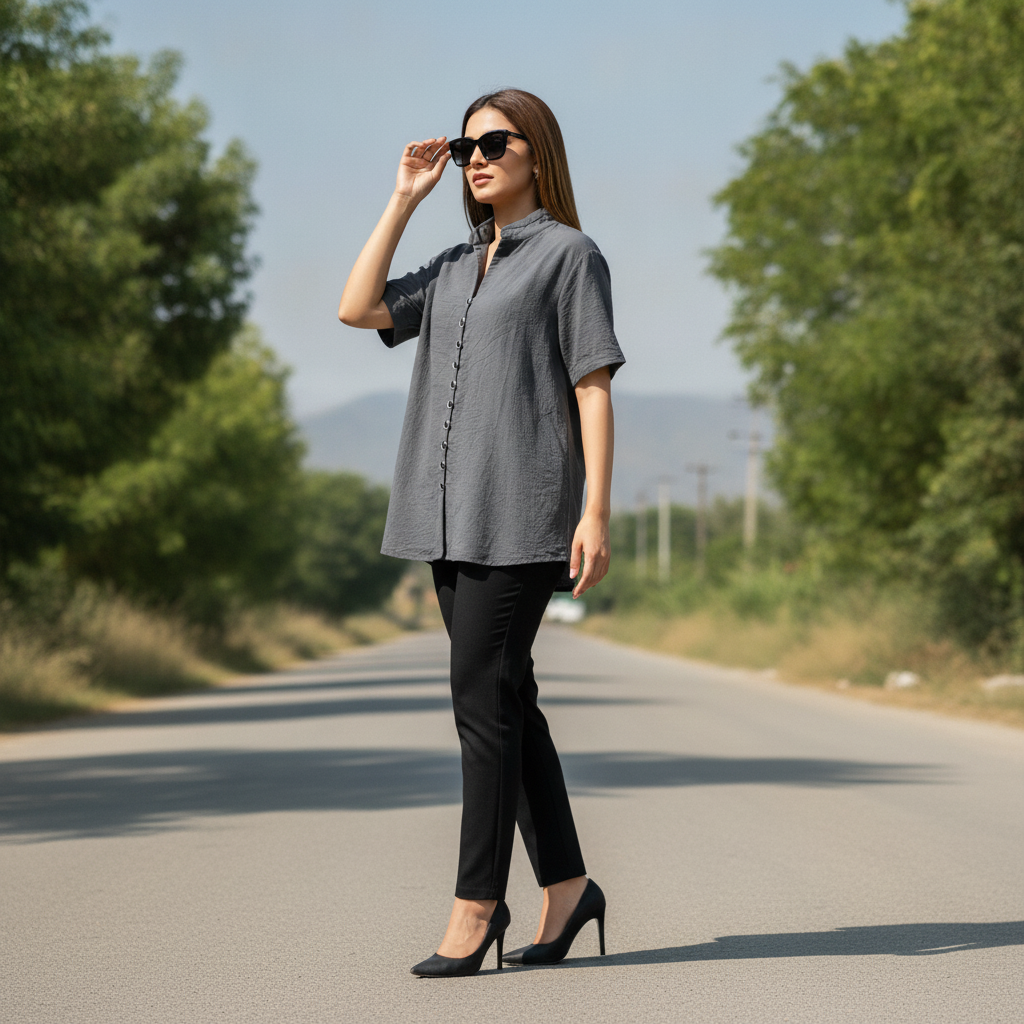 Bonnare Polyester Button Front Top
