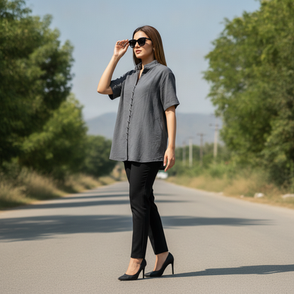 Bonnare Polyester Button Front Top