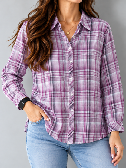 M Collection Pink Check Cotton Shirt