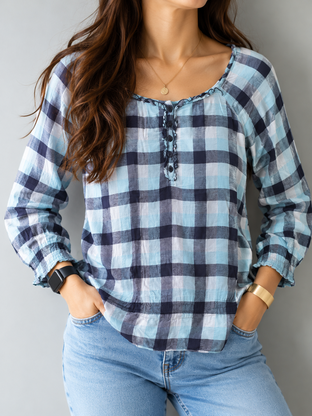 Gina Pink Checked Cotton Shirt | BONNARE