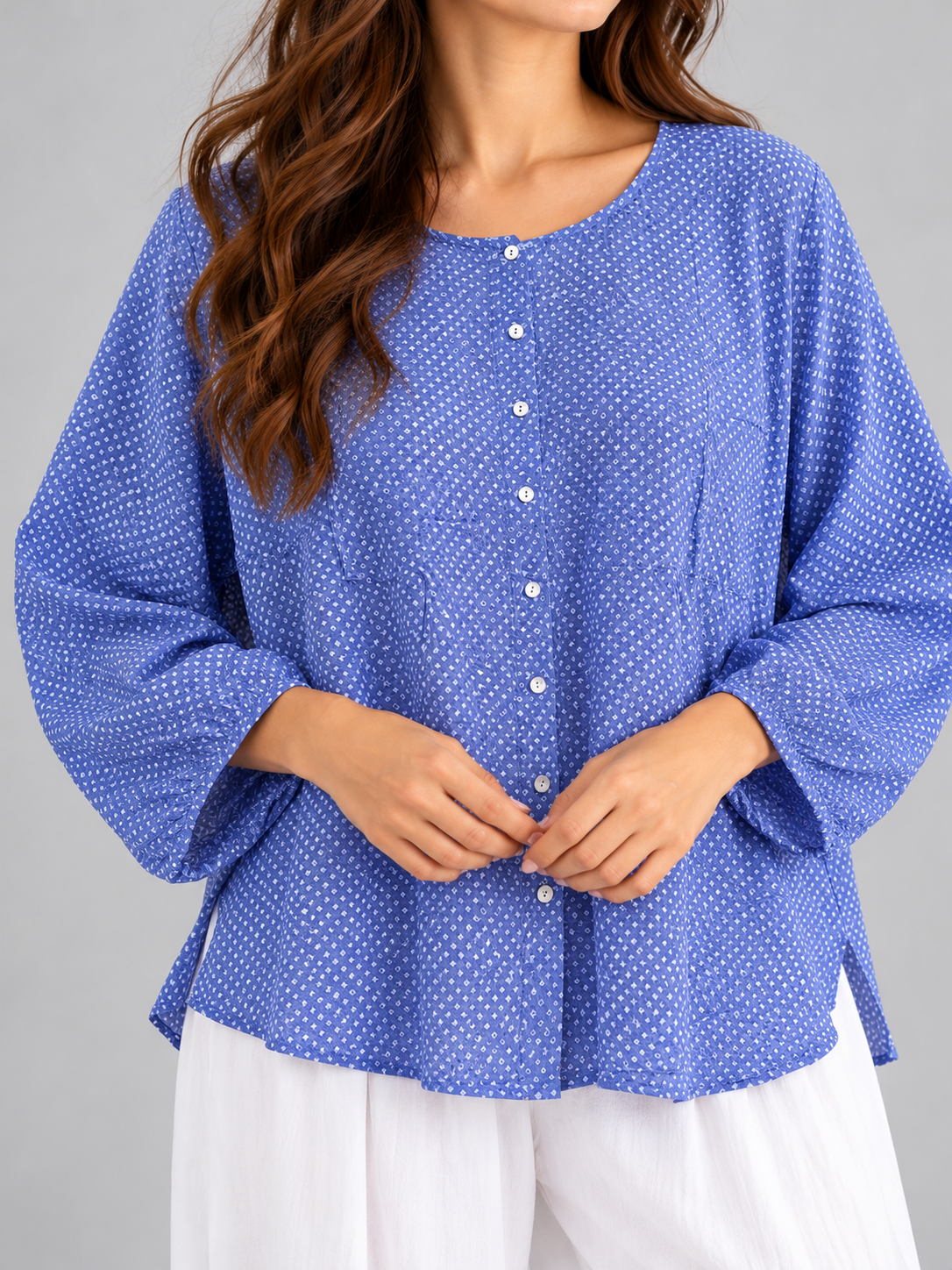 Via Appia Due Blue Printed Viscose Blouse