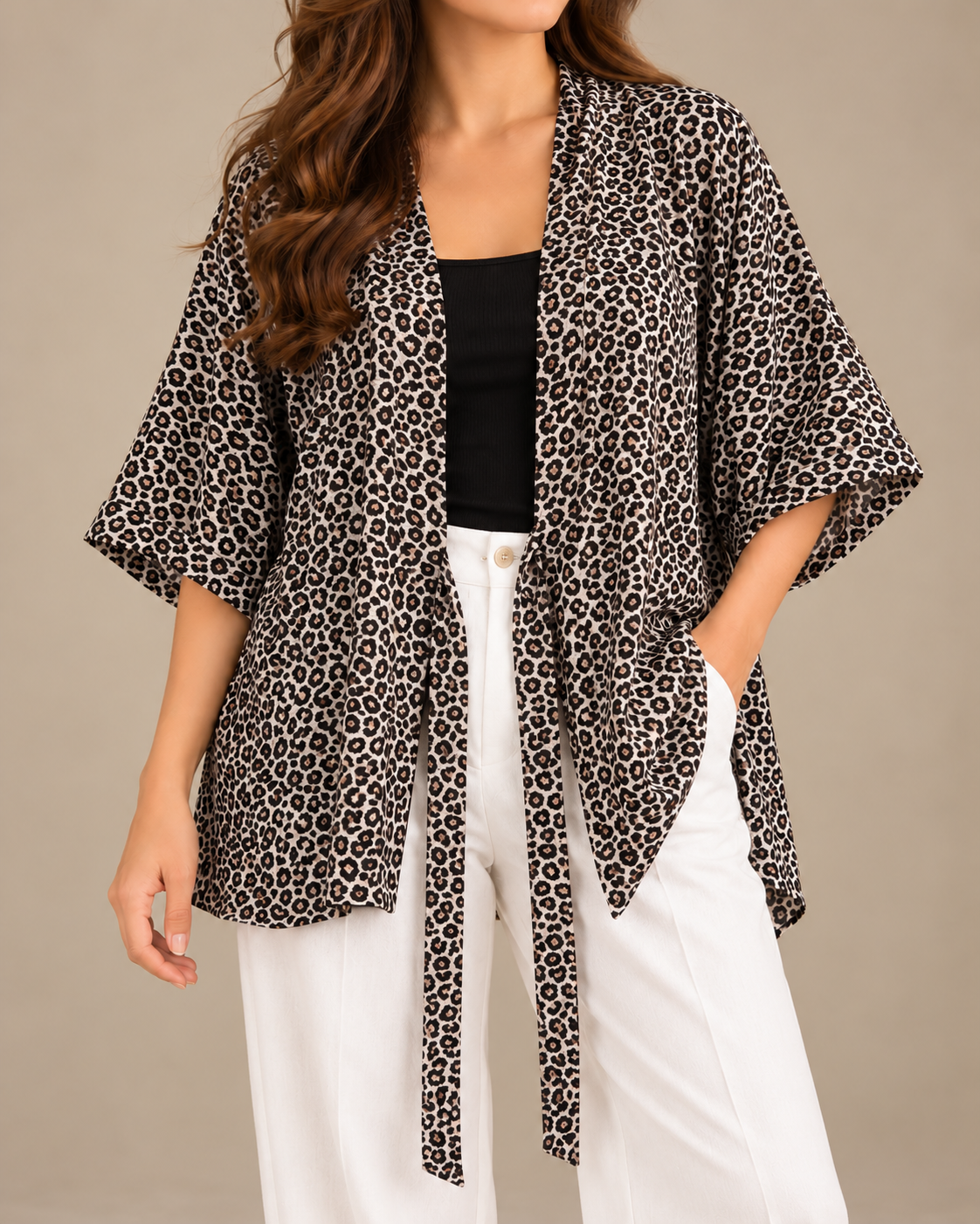 H&M Leopard Print Georgette Kimono for Women | BONNARE
