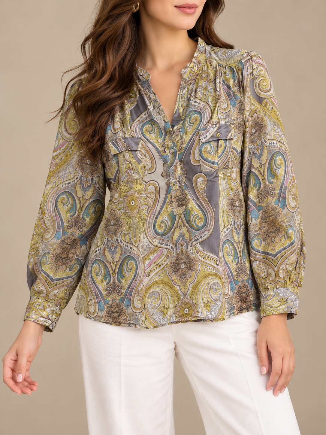 Emily Paisley Print Cotton Blouse for Women | BONNARE