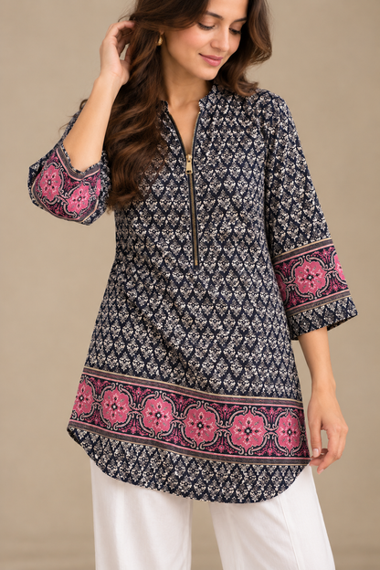 Jennifer Taylor Printed Viscose Long Kurti for Women | BONNARE